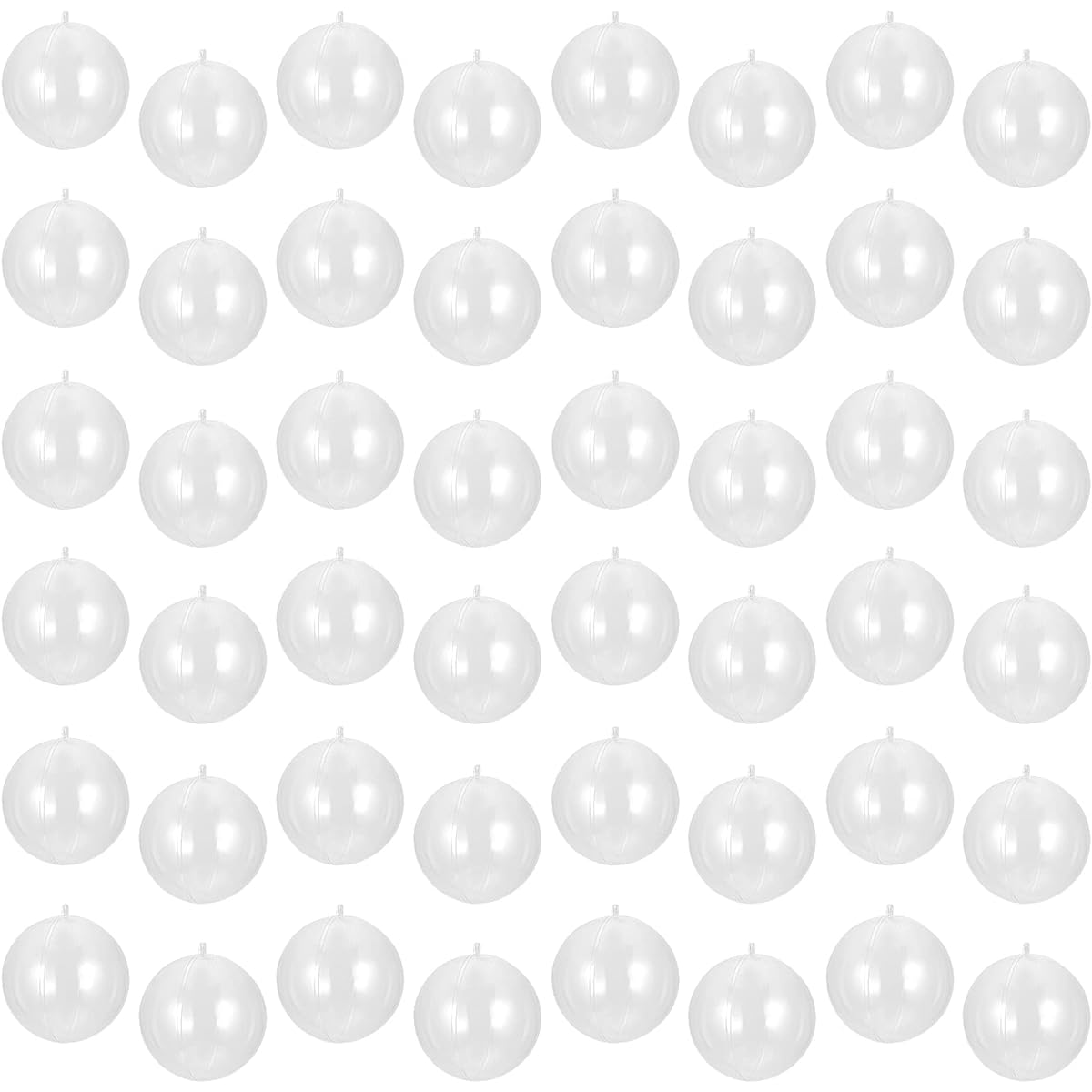 SINJEUN 48 Pack 3.15 Inch Clear Plastic Fillable Balls Thick Acrylic Fillable Balls Ornaments Plastic Christmas Balls Christmas Tree Party Wedding DIY Bath Bomb Molds