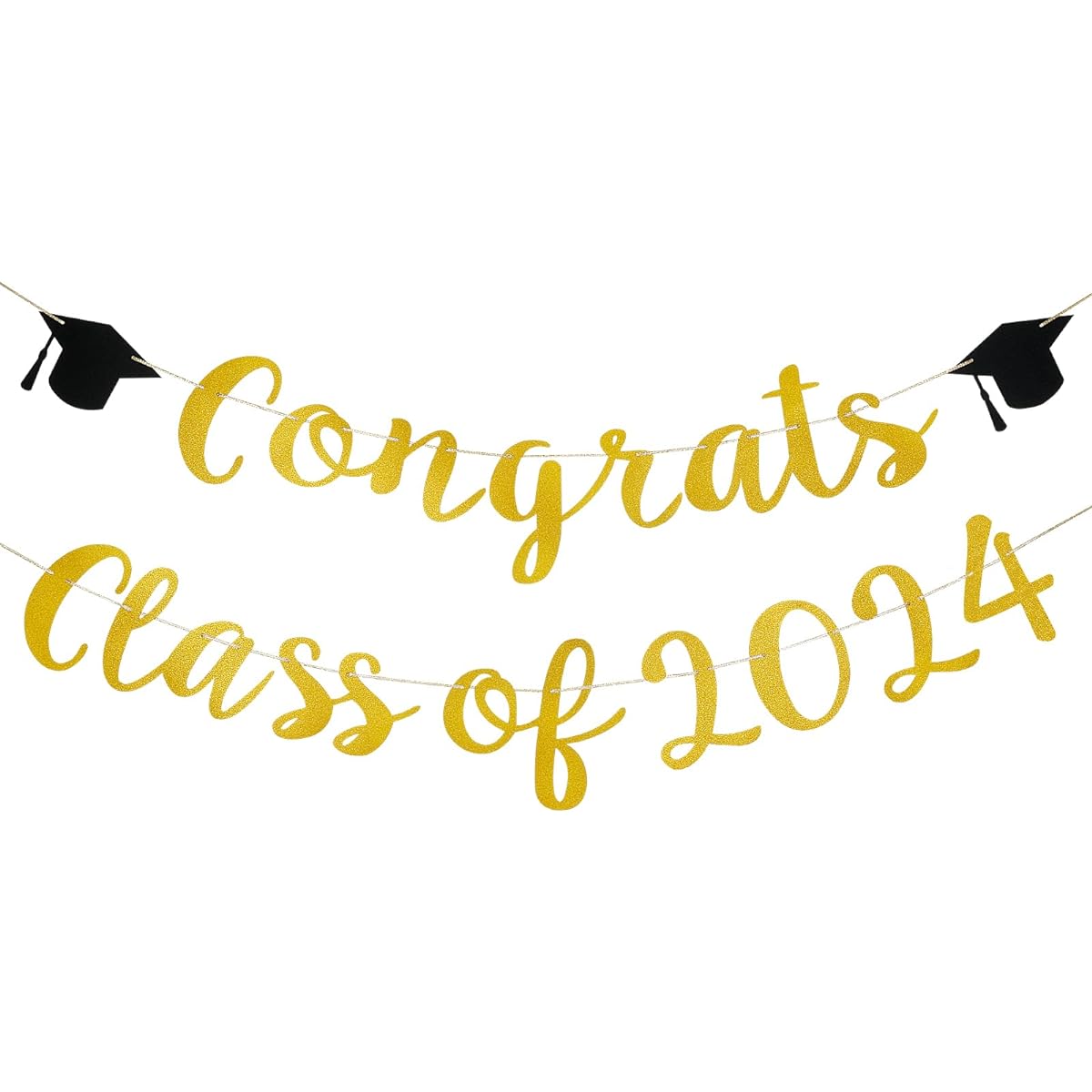 2020 Graduation Banner - Gold Glitter Congrats and Class of 2020 Banner for High School College Nurse Doctor Graduation Party Decorations Supplies