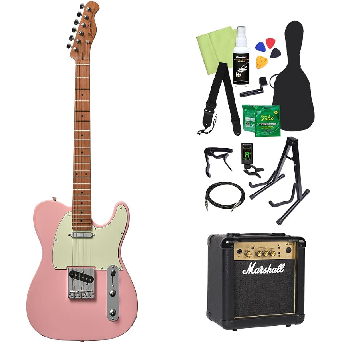 Bacchus BTE-1-RSM/M Electric Guitar Beginner 14-Piece Set [Includes MG10] SLPK Telecaster Type Roasted Maple Neck Bacchus