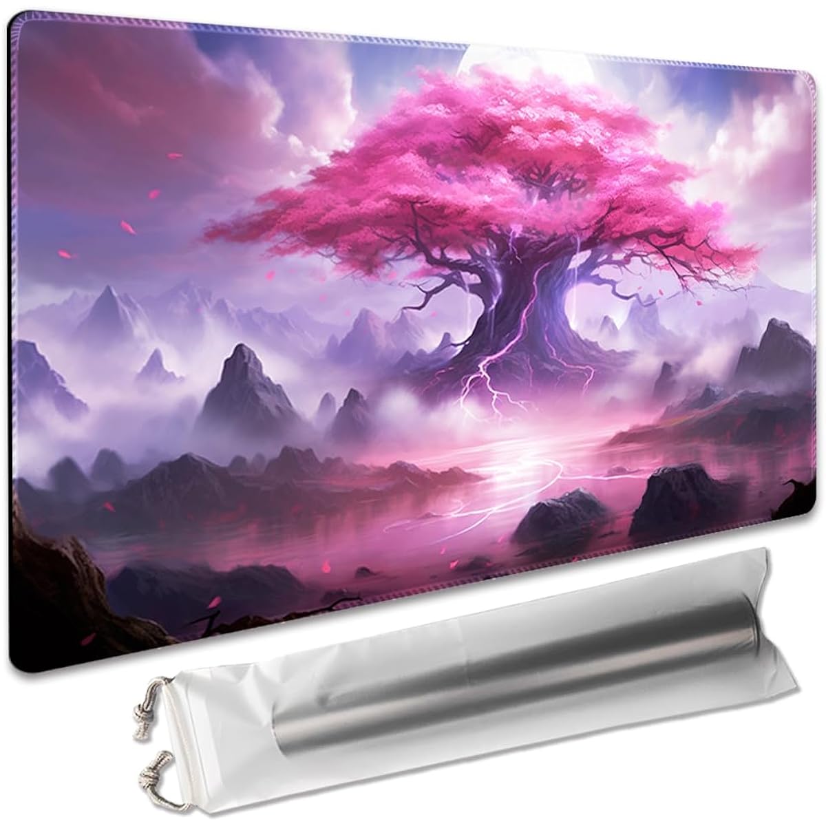 SIXTORE Premium Board Game 14x24 Inch TCG Playmat Compatible with OCG CCG RPG MTG Playmat Mouse Pad Desk Mat (Pink Sakura)