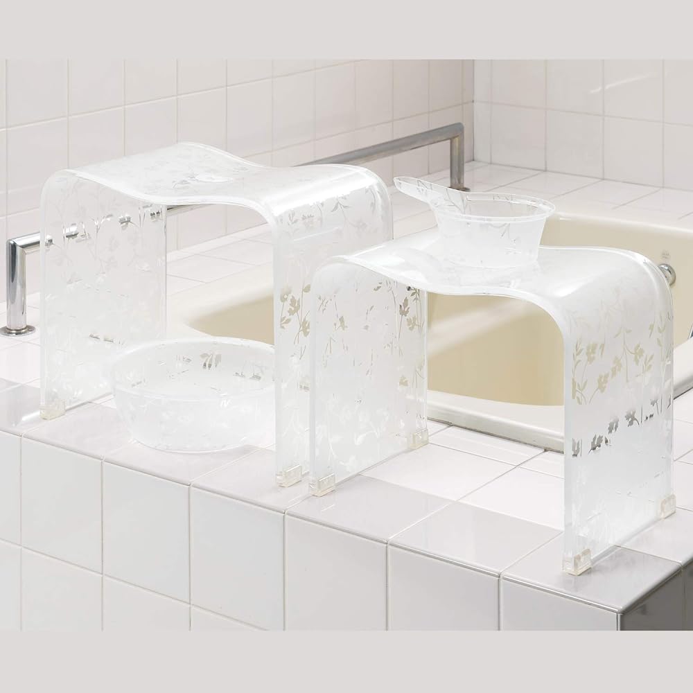 Senko New Silhouette Bath Chair L Height approx. 30cm Approx. W38.5 x D25 x H30cm Clear White 40992