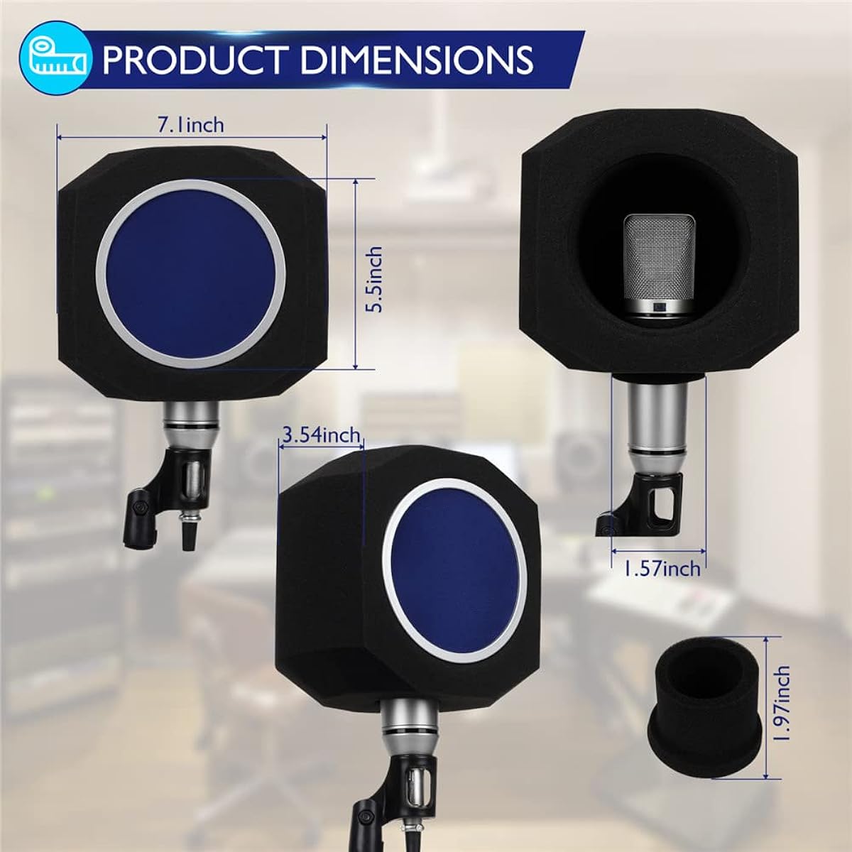Panchitalk Microphone Pop Filter Soundproof Foam Cover Windproof Noise Reduction Absorbing Sponge Cover for Home Live Studio