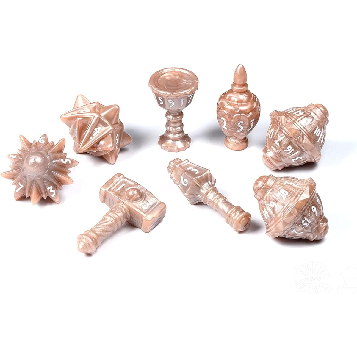 PolyHero Cleric 8-piece Dice Set (Radiant Rose)