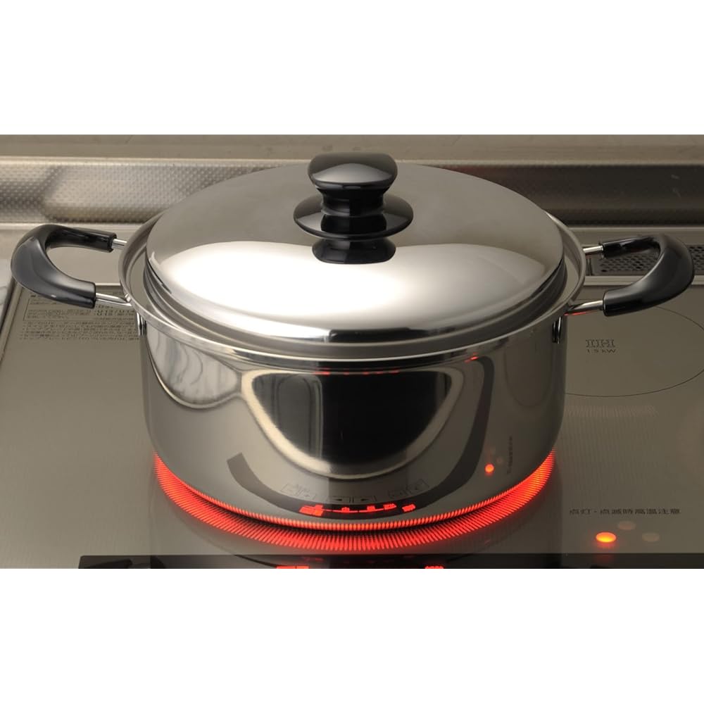 Yoshikawa Two-handed pot 24cm Made in Japan Compatible with gas fire and IH Integrate SJ3397 Silver