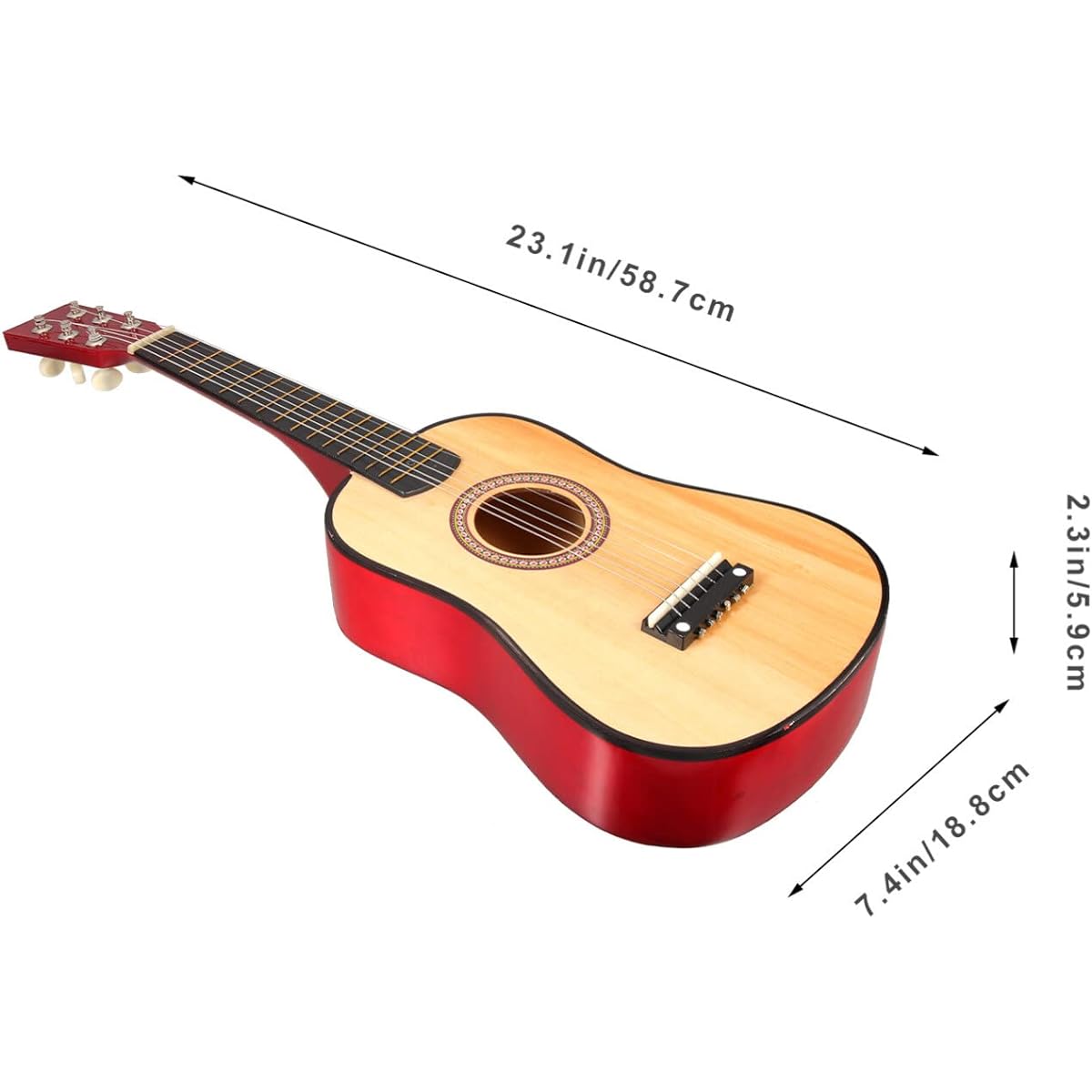 Kisangel 1 Piece Kids Beginner Guitar 23 Inch Guitar 6 String Vintage Style Acoustic Guitar Wooden Guitar Musical Instrument for Children (See Image)