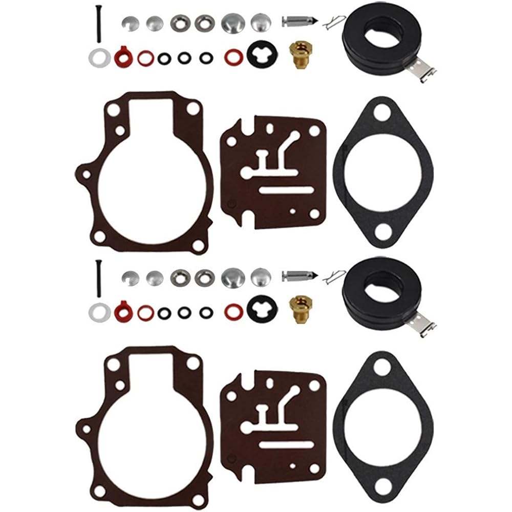 2 x Carburetor Carburetor Carburetor Rebuild Kit with Float Fit for Johnson Evinrude 50 55 60 HP
