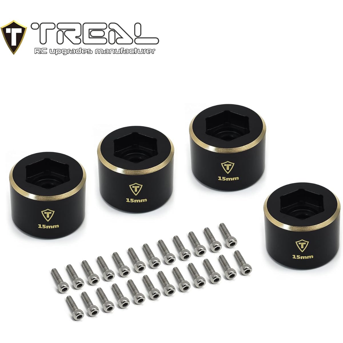 TREAL 1.9 Wheel Hub Brass Weight 9mm/12mm/15mm/18mm Wide Adapter Compatible with 1/10 RC Crawler (15mm)