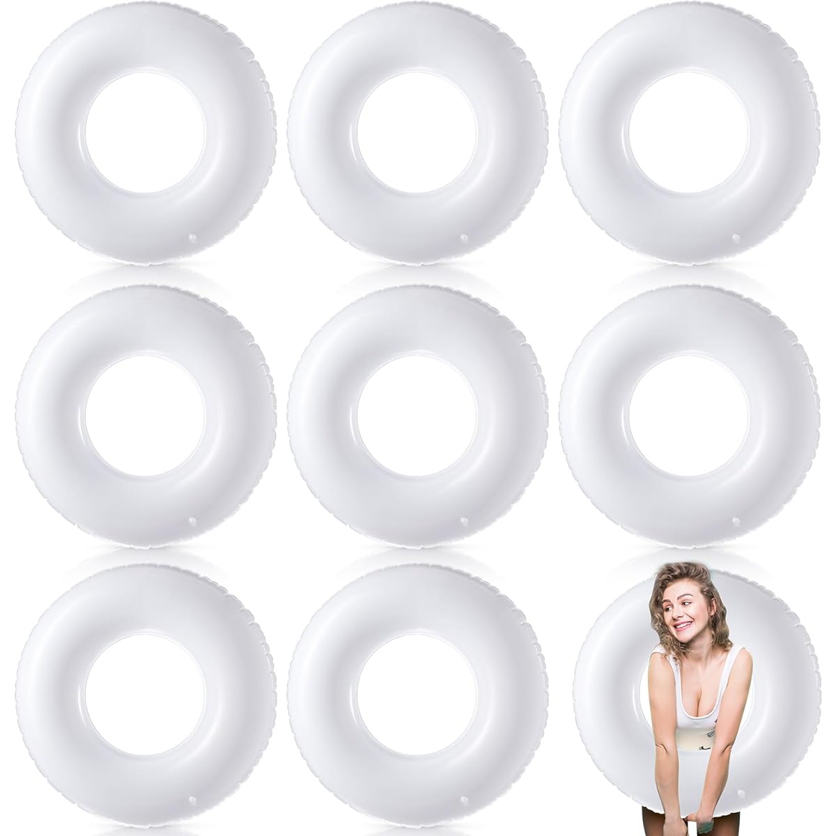 Gemscream 8pcs Large Inflatable Pool Floats 36" Swimming Ring Pool Floats for Adults Inflatable Tube Toys for Boys Girls Summer Vacation Beach River Bachelorette Wedding Party Supplies