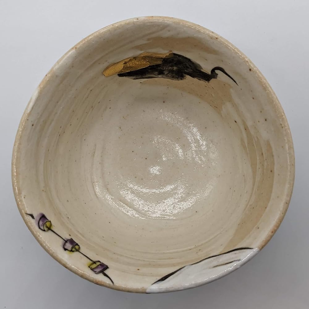Mino Ware Wada Hitori Matcha Bowl Tea Cup Approx. 13cm Fujin Raijin Made in Japan 105-0013