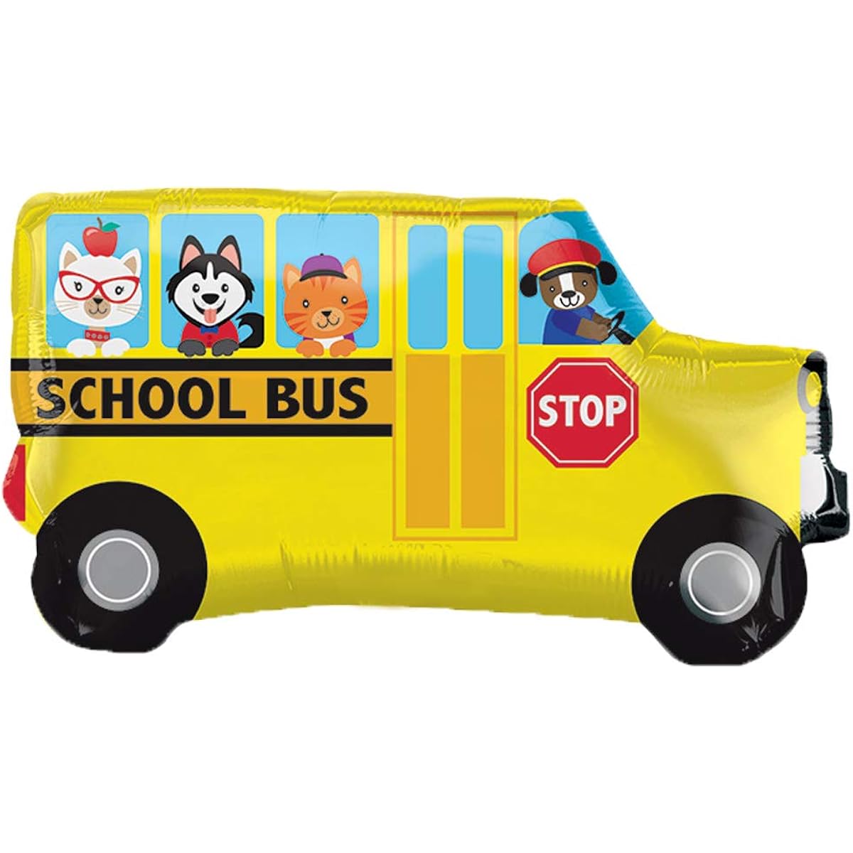 Cute Animal School Bus Jumbo 30" Foil Party Balloons