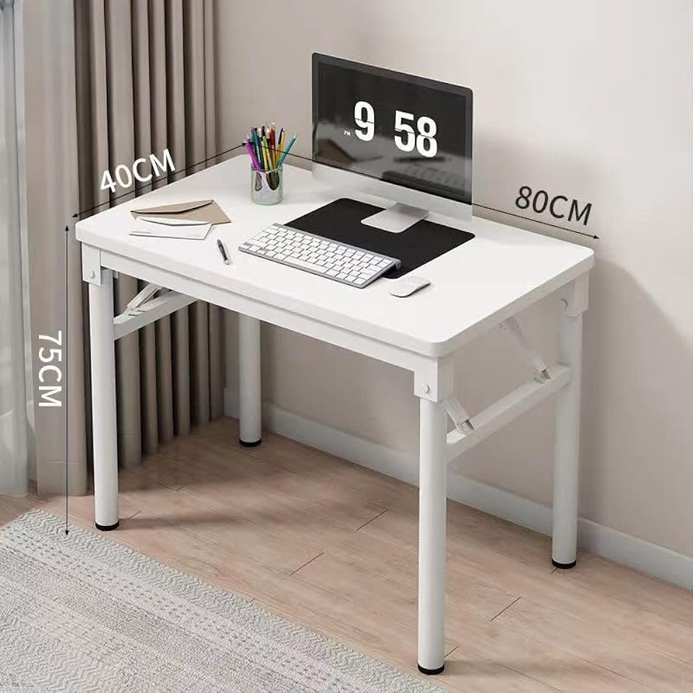 Folding Desk, PC Desk, Telework Desk, Computer Desk, No Assembly Required, Completed Product, For Home Work, Remote Work, Study Desk, For Work, PC Work, Sturdy, Stylish, Space Saving, Multifunctional Table (Width 80cm, White)