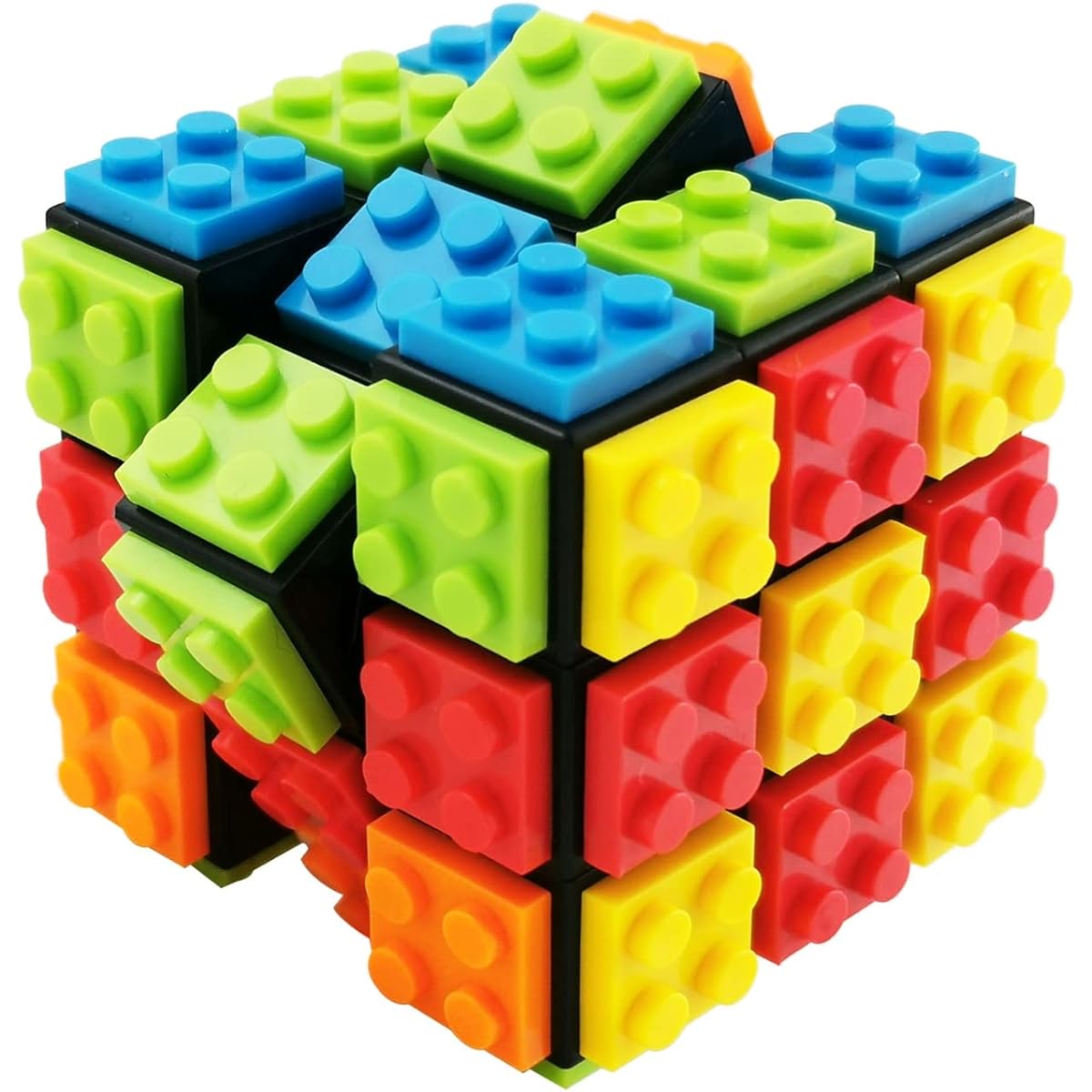 Speed Magic Cube 3x3x3 | Free Build Building Blocks Cube | 2 in 1 Classic Toy for Kids Adults Boys Girls Gift, Compatible with Lego (Black)