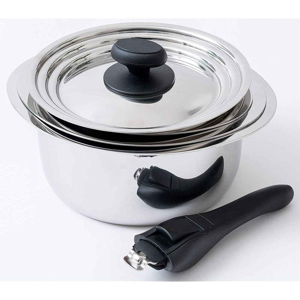 Miyazaki Seisakusho Jutoku Pot Pot Set Sauce Pot (16/18/20cm) Dual-purpose Lid One Hand Handle JN-ST-1