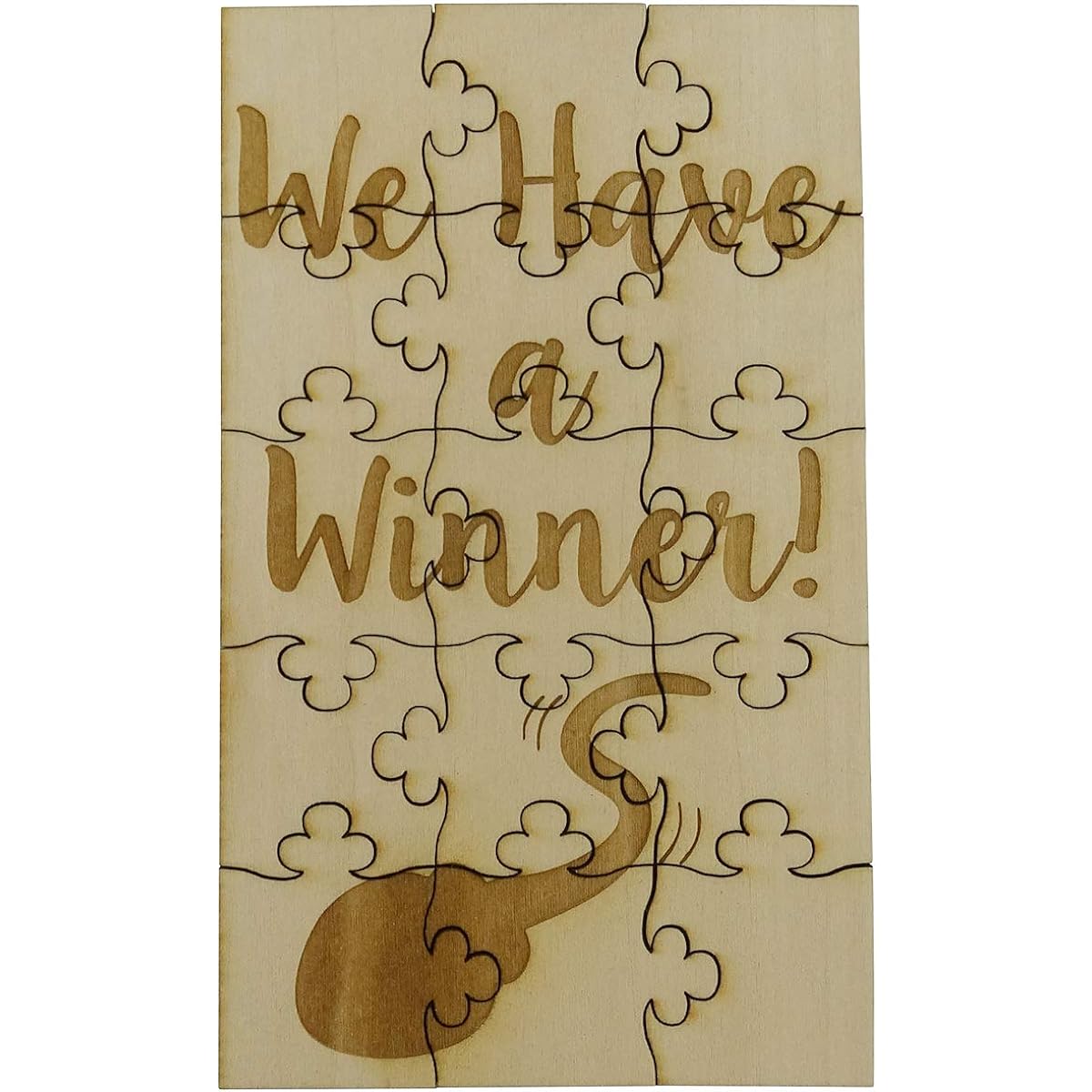 FashionJunkie4Life is a Winner! 15 Piece Wooden Jigsaw Puzzle with Genies Funny Surprise Pregnancy Announcement