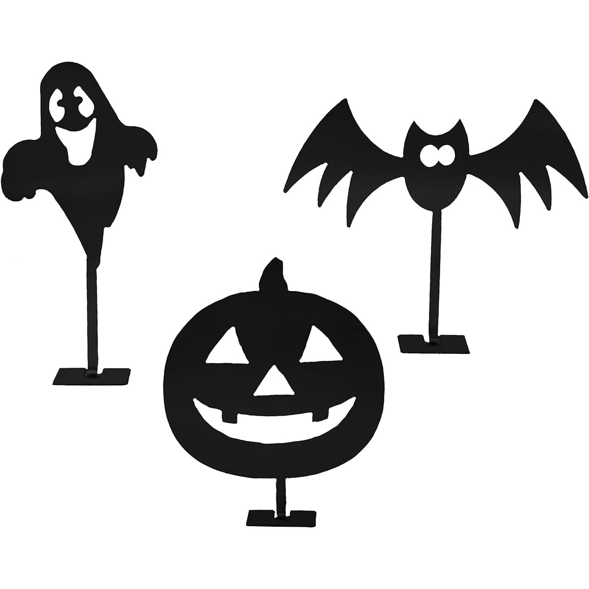 ROCC RUSTED ORANGE CRAFTWORKS CO. Stand Up Halloween Figures - Variety Pack - Bat Ghost Pumpkin Treehouse Set of 3 Party Decorations (Large Pumpkin Variety)