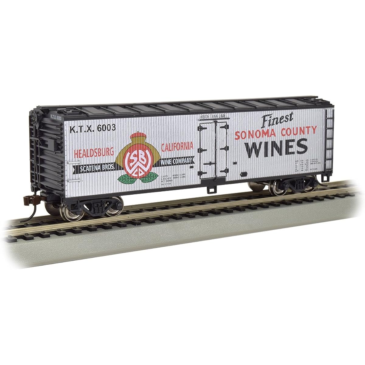 Bachmann Industries Wooden Side Reefer Sonoma County Wine Freight Car 40'