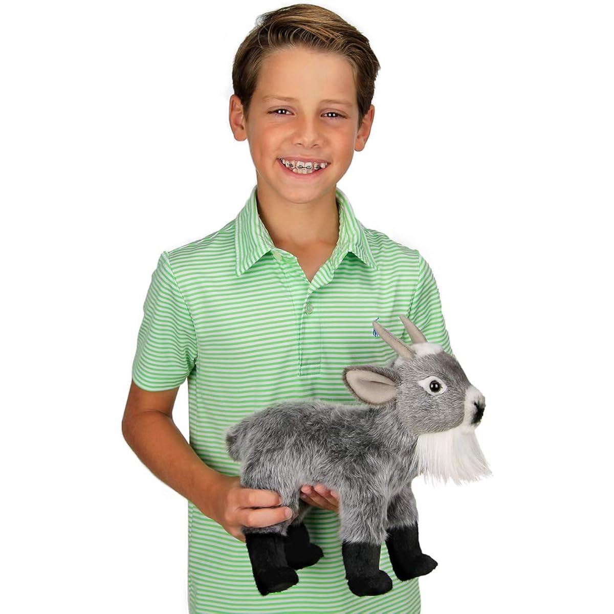 Bearington Garret Plush Grey Goat Stuffed Animal 12"