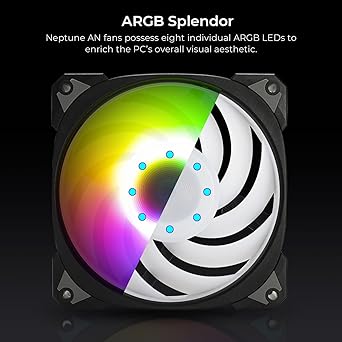 InWin Neptune AN120-3PK 120mm PWM ARGB Fan Triple Pack Customizable Lighting Static Pressure 5V-3 Pin Addressable RGB Motherboard Sync 5V-3 Pin Up to 2200PWM Black [ Neptune AN120 ]