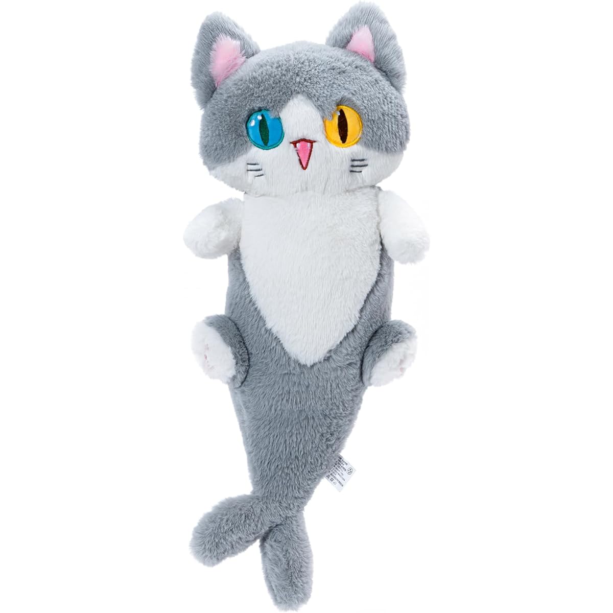 OOPSHANA Long Cat Plush Toy, Cute Stuffed Animals, Huggable Shark Cat Plush Toy for Girls and Boys, Grey, 19.7 Inch