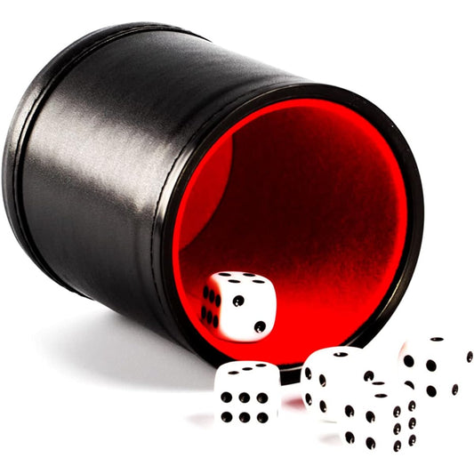Magic Vosom Felt Lined Professional Dice Cup with 5 Dice Quiet for Yahzee Game
