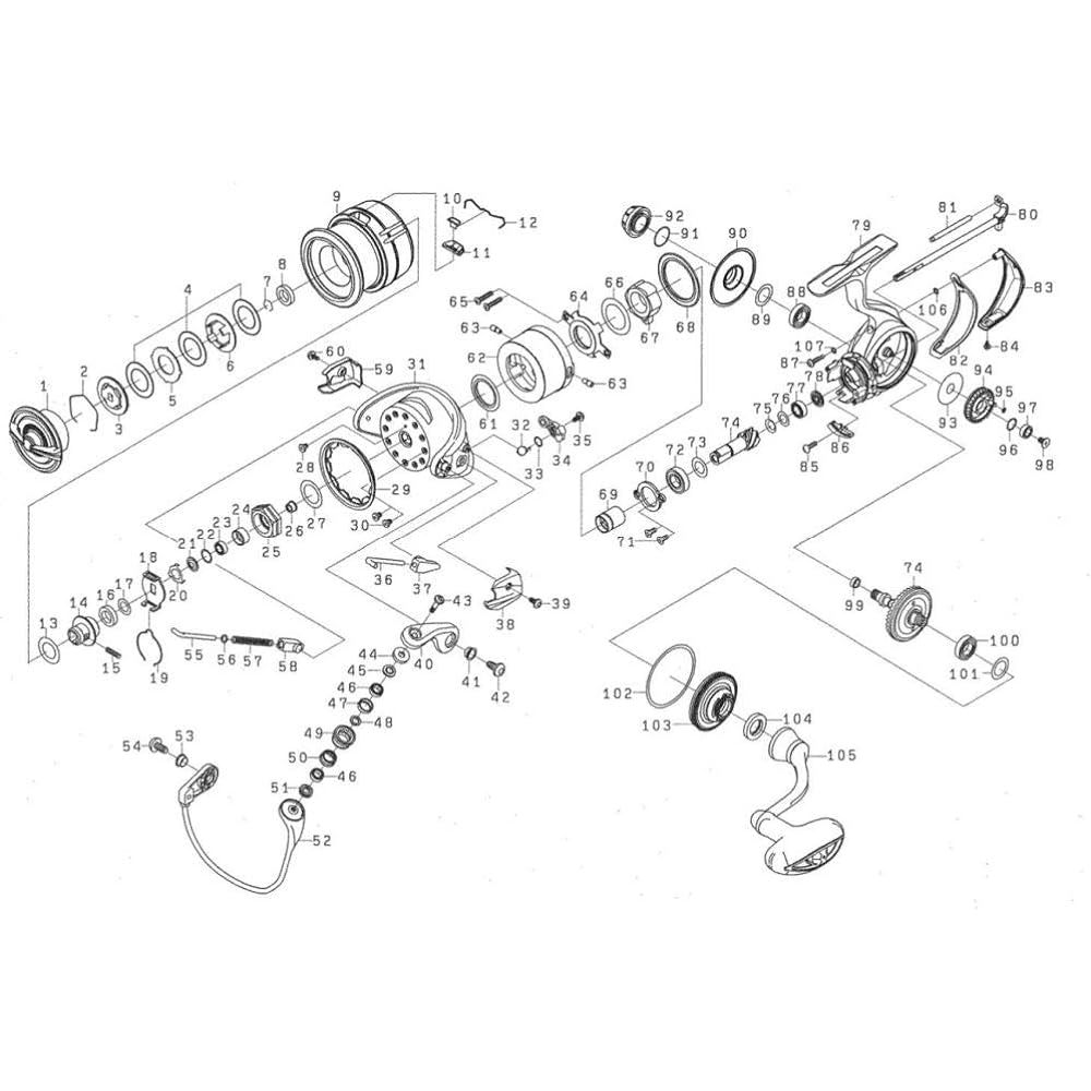 DAIWA Genuine Parts 19 Certate LT3000-XH Handle Part Number 105 Part Code 1H2B52 000600511H2B52