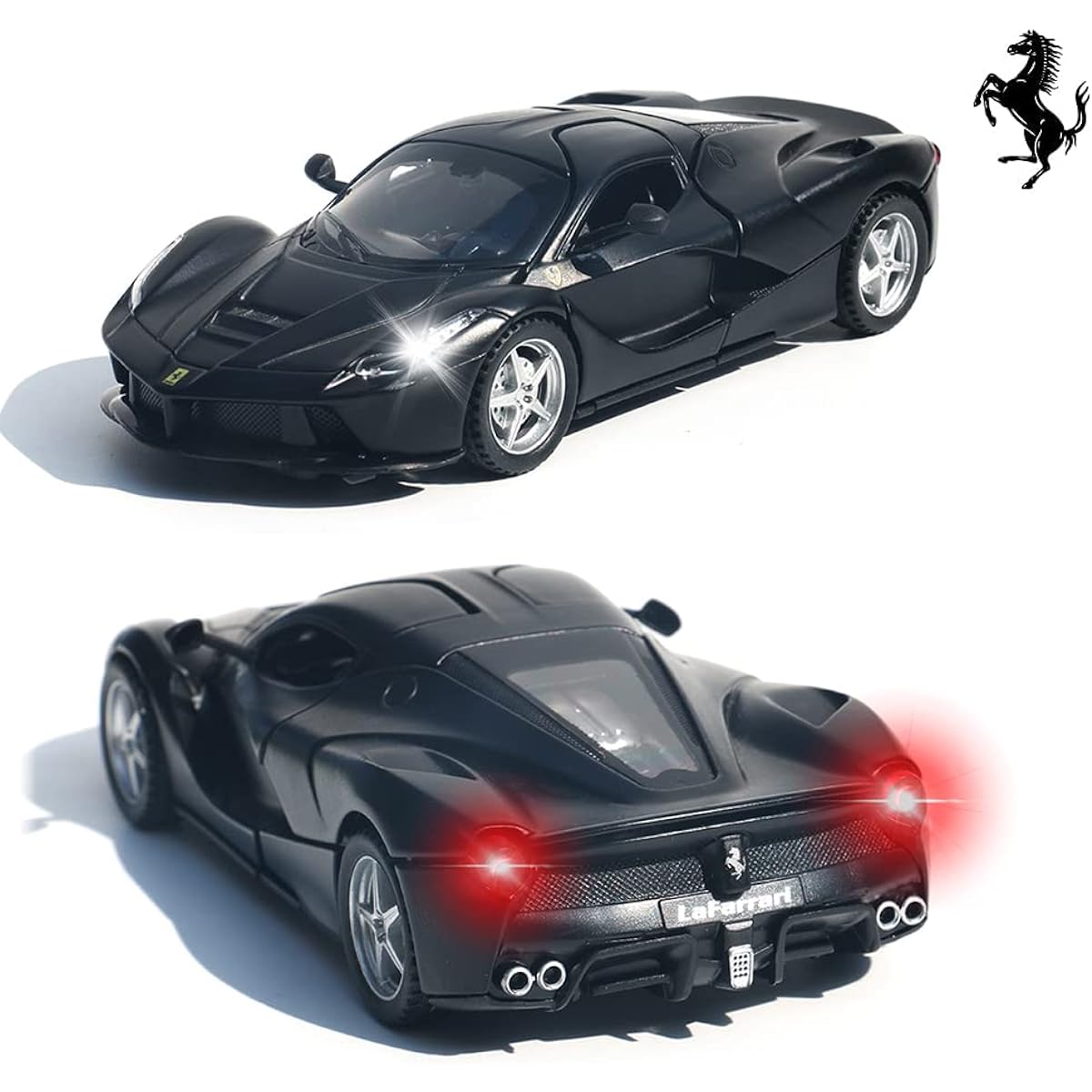 1:32 Ferrari Sports Car Race Car Model Toys Kids Boys Girls Adults Idea Gift Pull Back Toy Car Alloy Diecast Car with Sound & Light for LaFerrari Enthusiasts and Kids (Black)