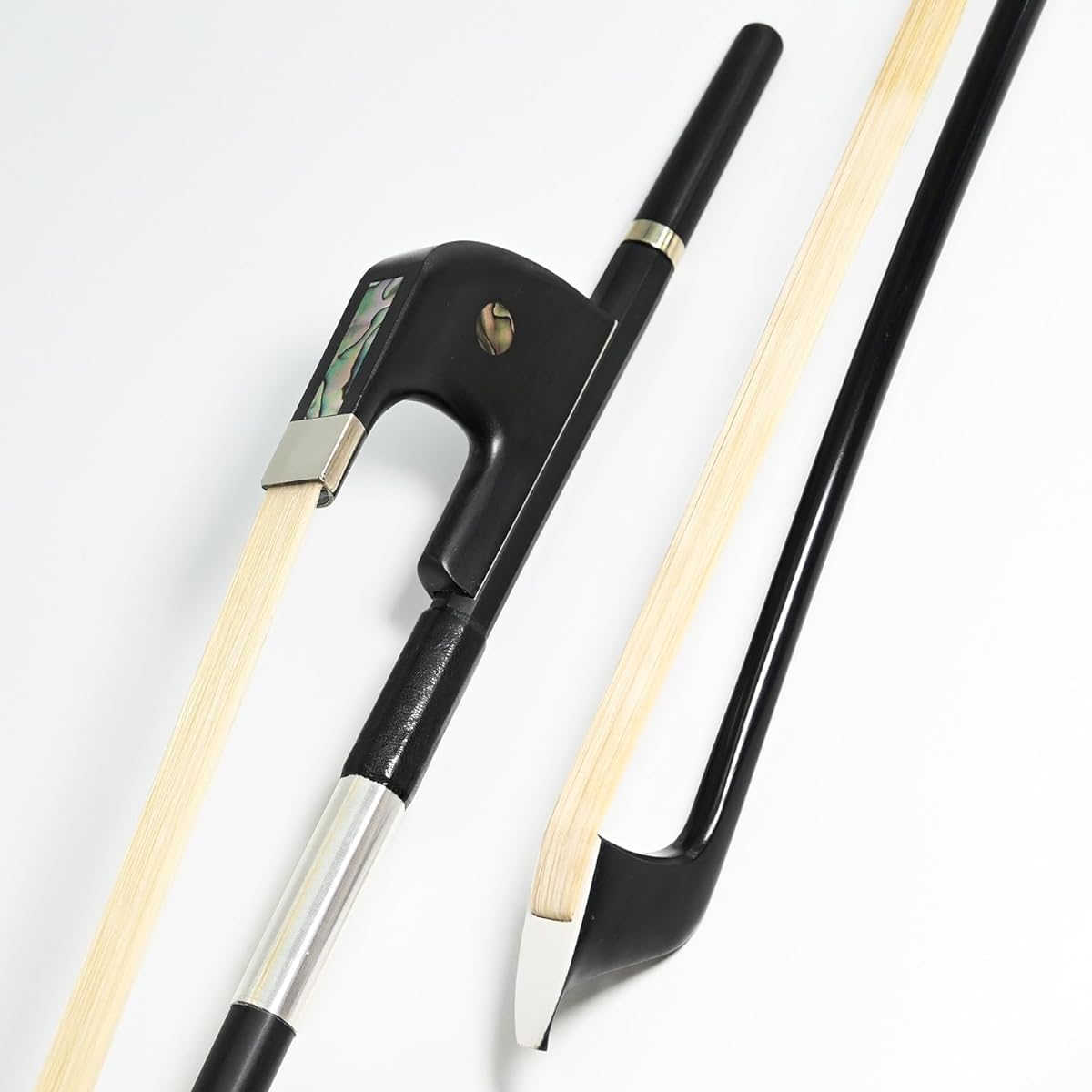 German Model Carbon Fiber Upright Double Bass Bow 1/2 Size VINGOBOW 100BG 72cm for Advanced Player Strong and Durable Ebony Frog Natural Horse Hair Warm and Powerful Tone