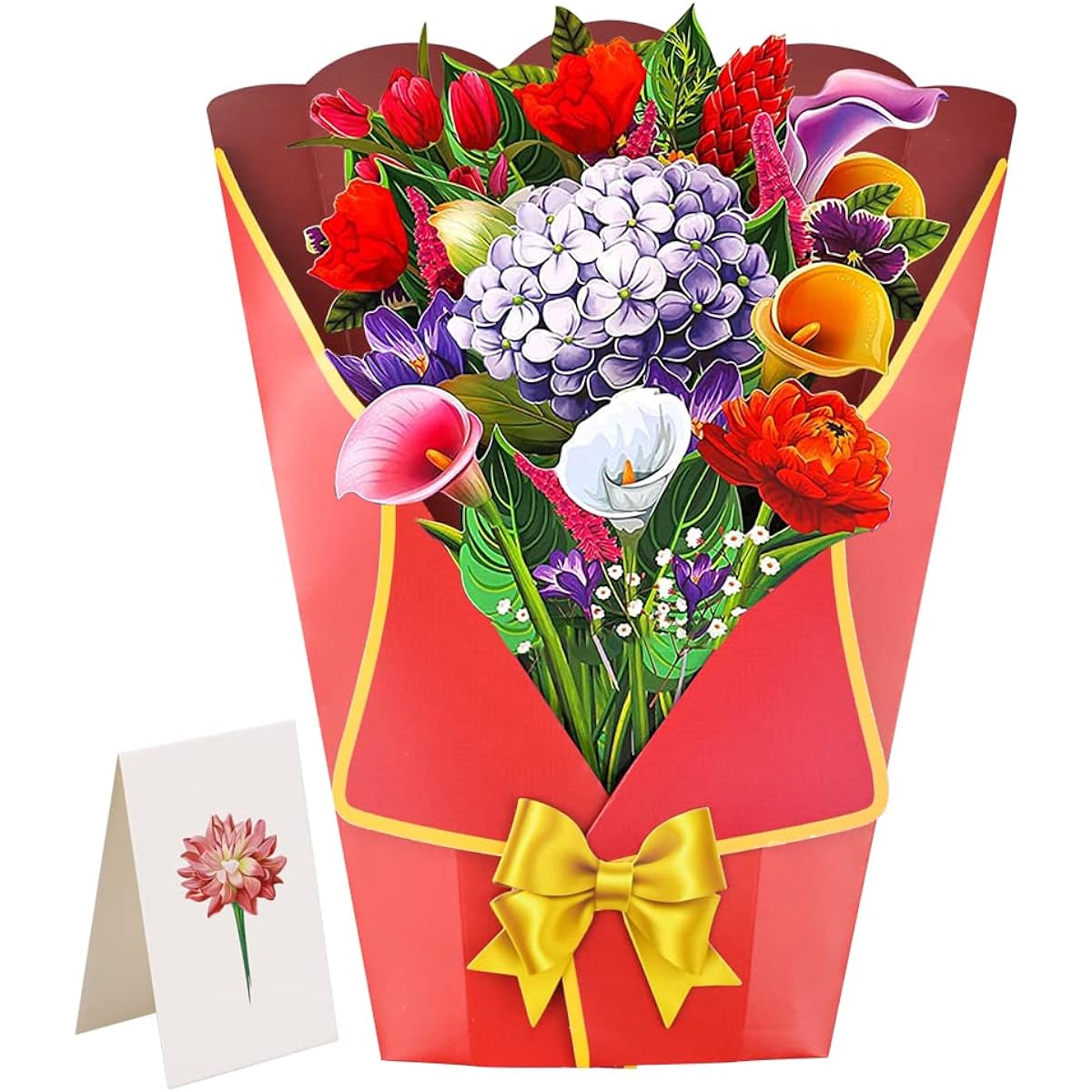 Oalushf Pop of Art 3D Pop Up Card Best Mom Ever for Any Occasion - 5" x 7" Cover - Includes Envelope and Note Tag (Pink Dahlia)