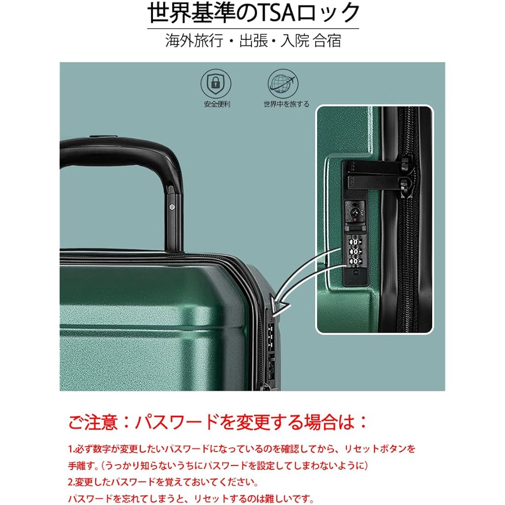 [CXXQ] Suitcase Large Capacity Carry Case M Size Carry Bag TSA Lock Zipper Type Trunk Case Large 60L Shockproof PC+ABS Quiet 4 Wheels 360 Degree Swivel Casters 3 Level Adjustable Caliber Waterproof PC Storage Business Business Travel 2 Nights 3 Days 24 I