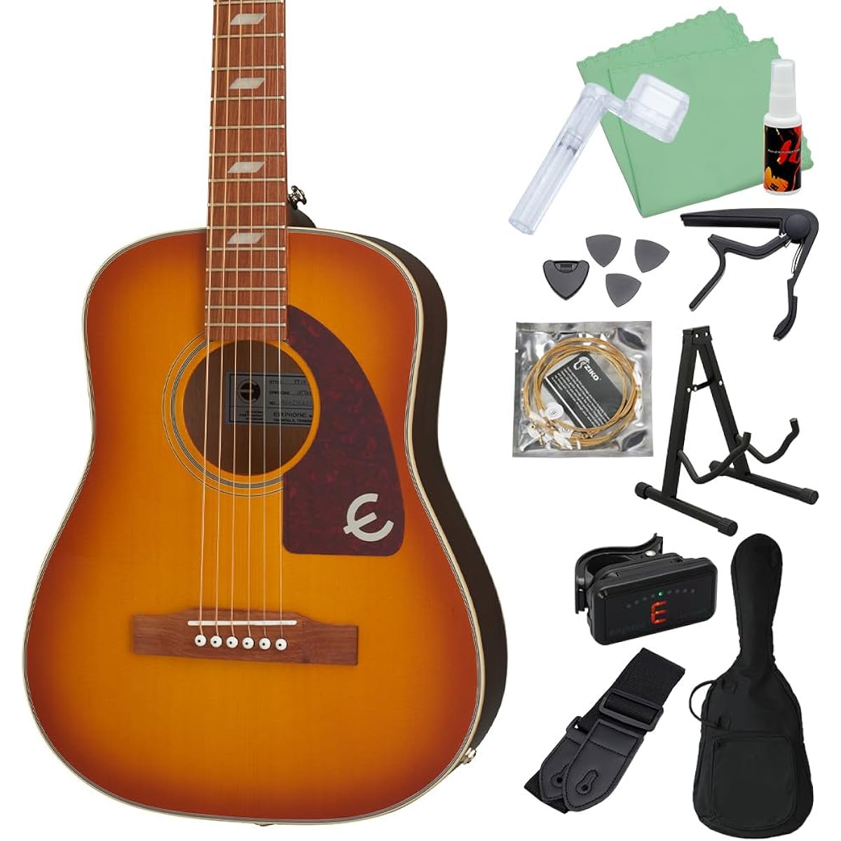 Epiphone Lil' Tex Travel Acoustic Faded Cherry Acoustic guitar beginner 12-piece set Mini guitar Electric acoustic guitar Solid top Epiphone