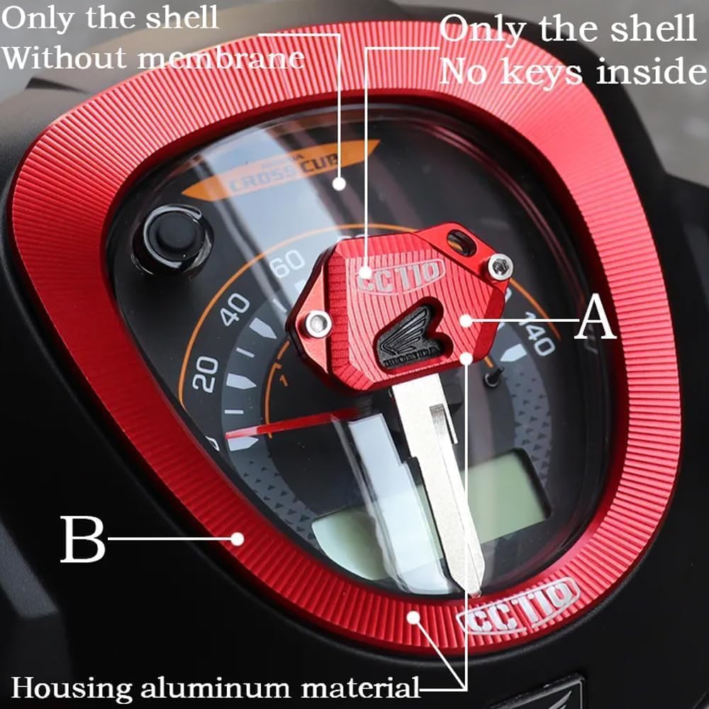 MO Cross Cub CC110 2023 JA45 JA60 cc110 Set of 2 Motorcycle Accessories Key Protective Case Dashboard Instrument Frame Cover Trim Motorcycle Accessories (Black)