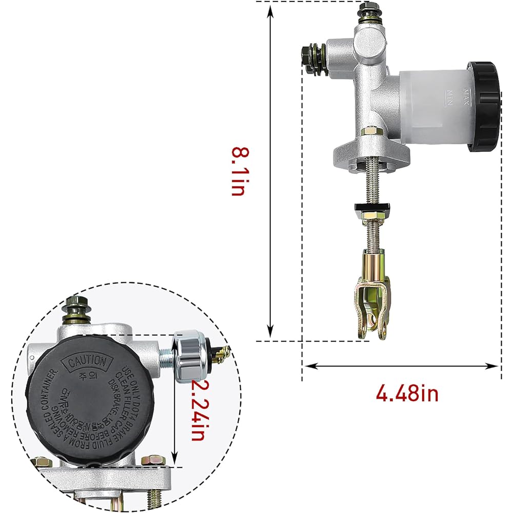 Cyleto Hydraulic Brake Master Cylinder 90cc 110cc 125cc 150cc 200cc 250cc Go Kart Buggy SUNL ATV Kandi Roketa Kazuma Kinroad TaoTao Twister