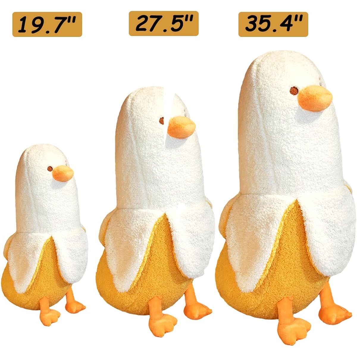 MDXMY Banana Duck Plush Toy Cute Duck Stuffed Animal Plush Doll Toy Soft Body Pillow (White, 27.5 inches)