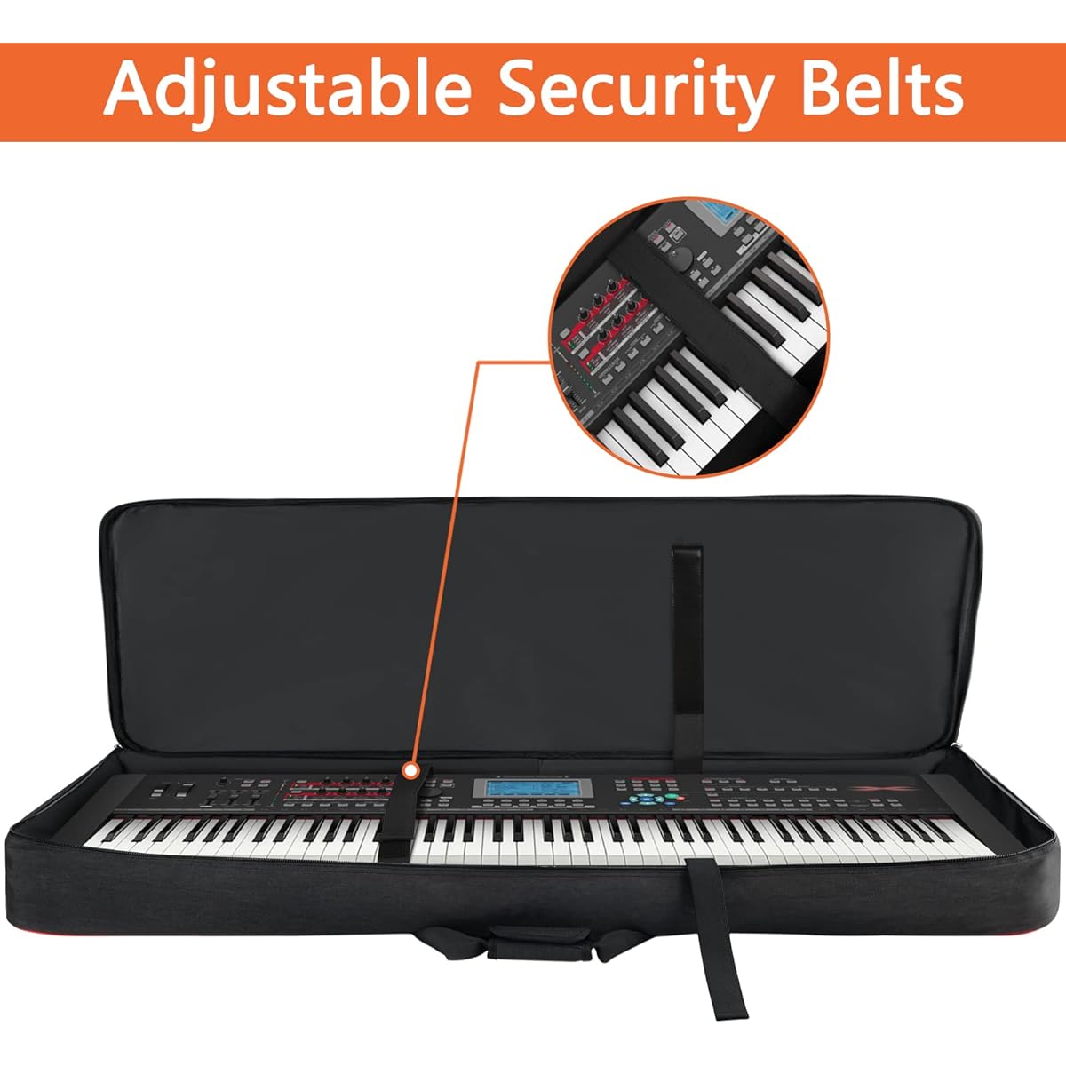 88 Key Keyboard Case Soft (Interior: 53.9" x 13.8" x 6.8") Padded Piano Case with Handle and Adjustable Shoulder Strap, Keyboard Gig Bag, Music Stand, Sustain Pedal, 3 Pockets for Cables