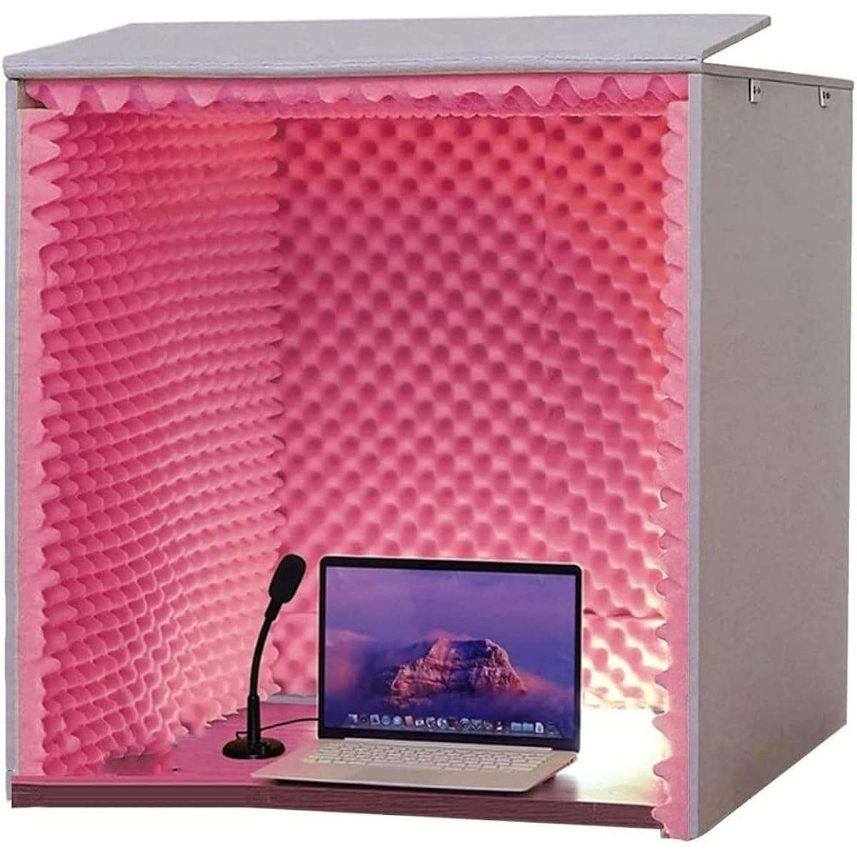Soundproof Booth, Portable Soundproof Foam Panel, Vocal Sound Absorption Shield, Desktop Studio Vocal Audio Music Recording Microphone Soundproof Acoustic Foam Panel red