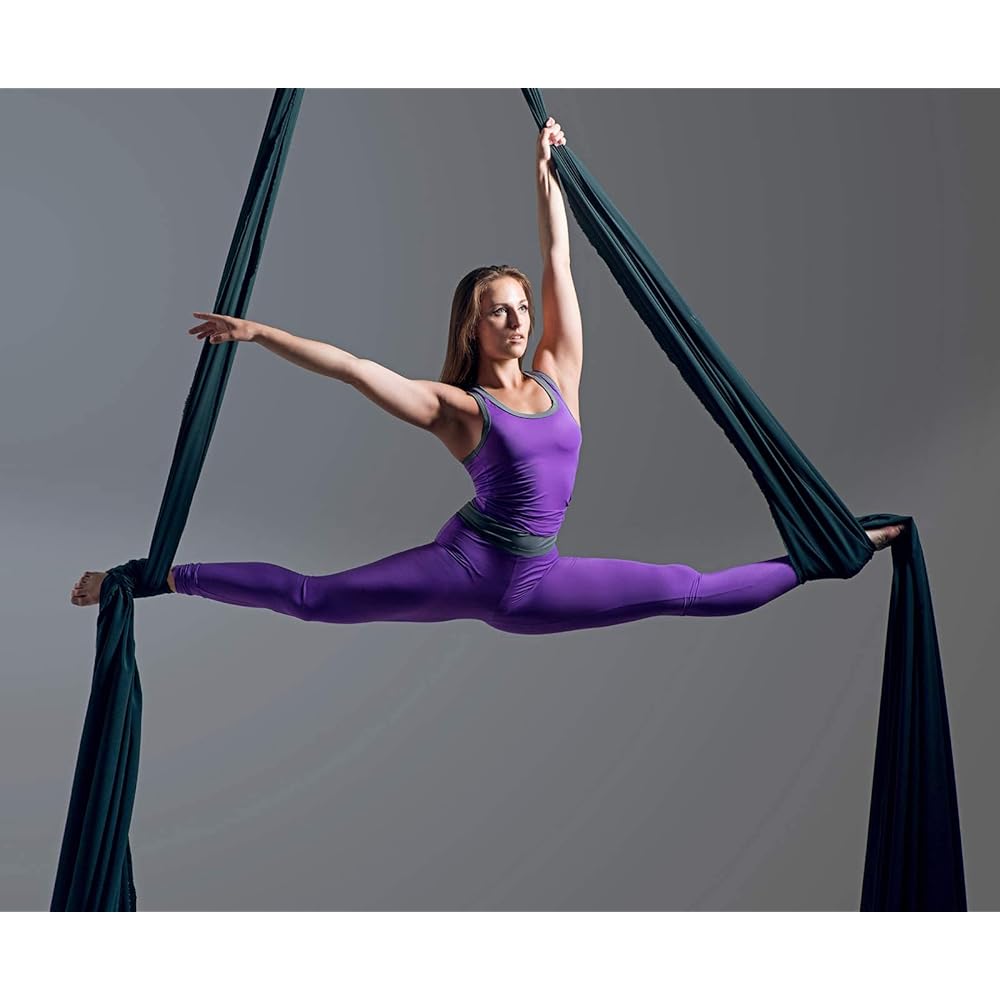 PRIOR FITNESS Aerial Silk Kit, 8.2 US Premium 40 Denier Nylon Tricot Fabric (Tear Resistant) Yoga Hammock, Aerial Dance Flying Swing, Hardware, Suitable for Home, Studio, Club, All Levels.