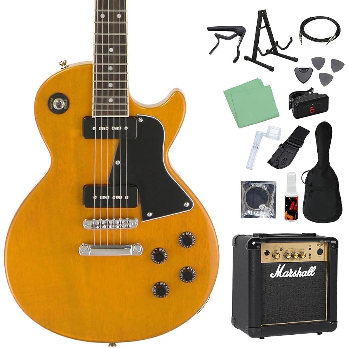 Blitz by AriaProII BLP-SPL YL Electric Guitar Beginner 14-piece Set [Includes MG10] Les Paul Special TV Yellow Blitz