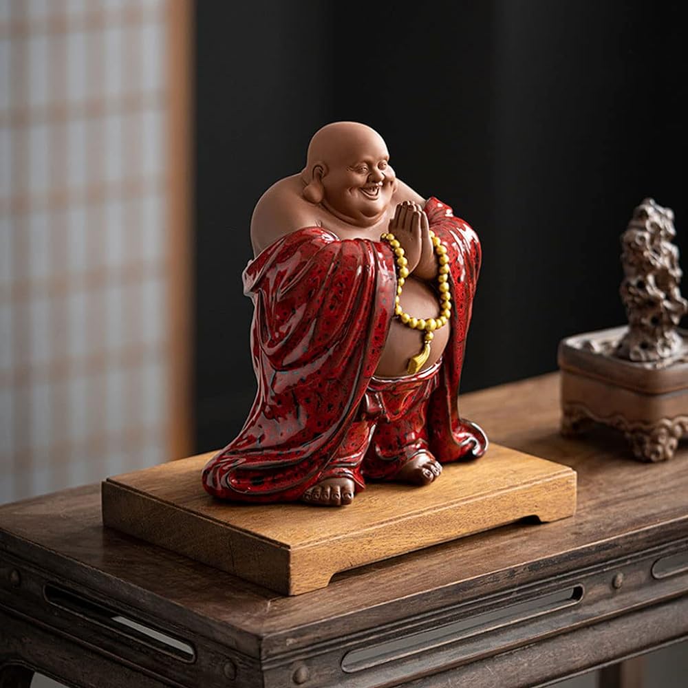 Seven Lucky Gods Ornament Hotei Ceramic Hotei Feng Shui (Height 25.5cm x Width 24.5cm x Depth 18cm)