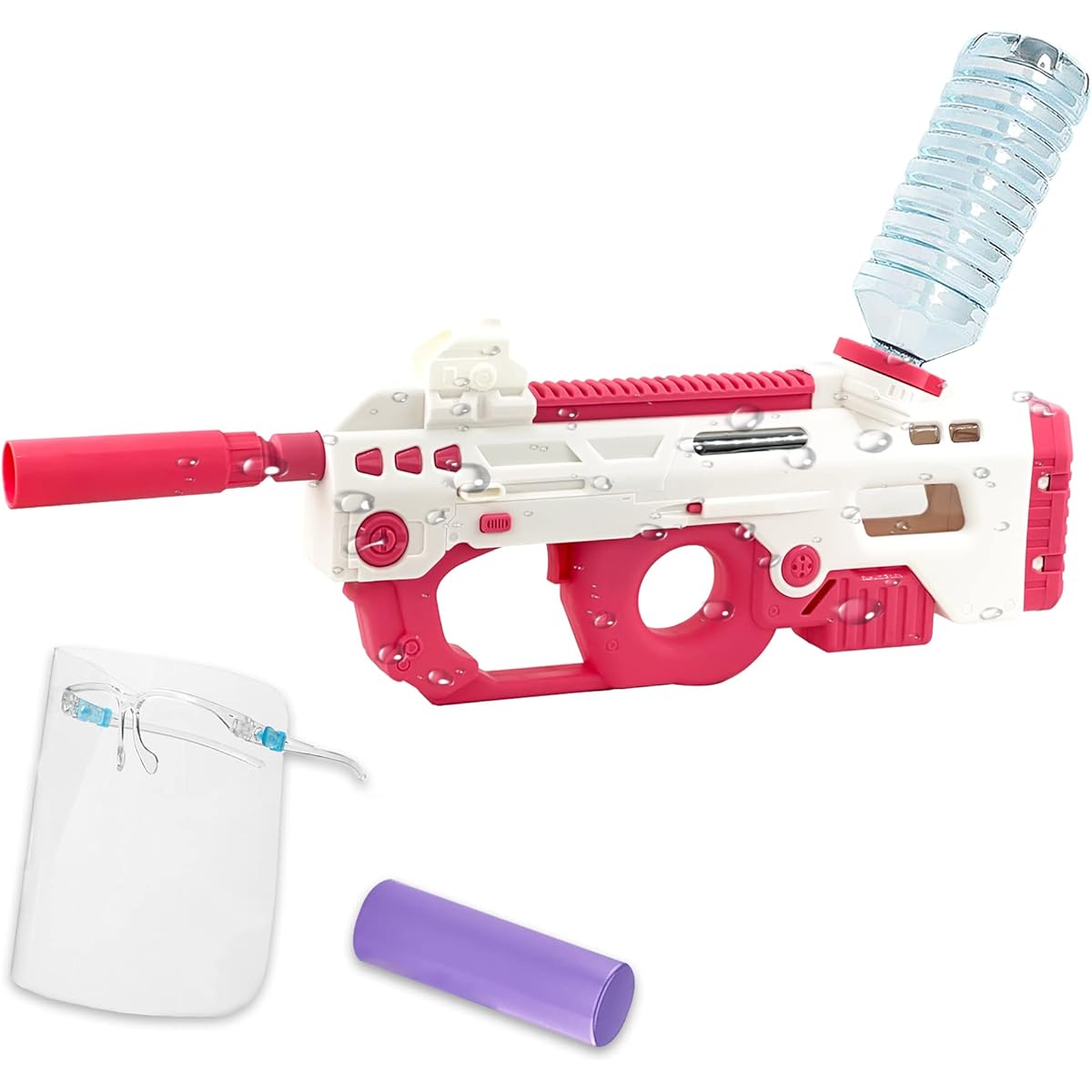 Electric Water Gun 32 Range Feet One Button Automatic Gun 330CC-800CC Capacity for Summer Swimming Pool Party Beach Outdoor Gift (Pink-C)
