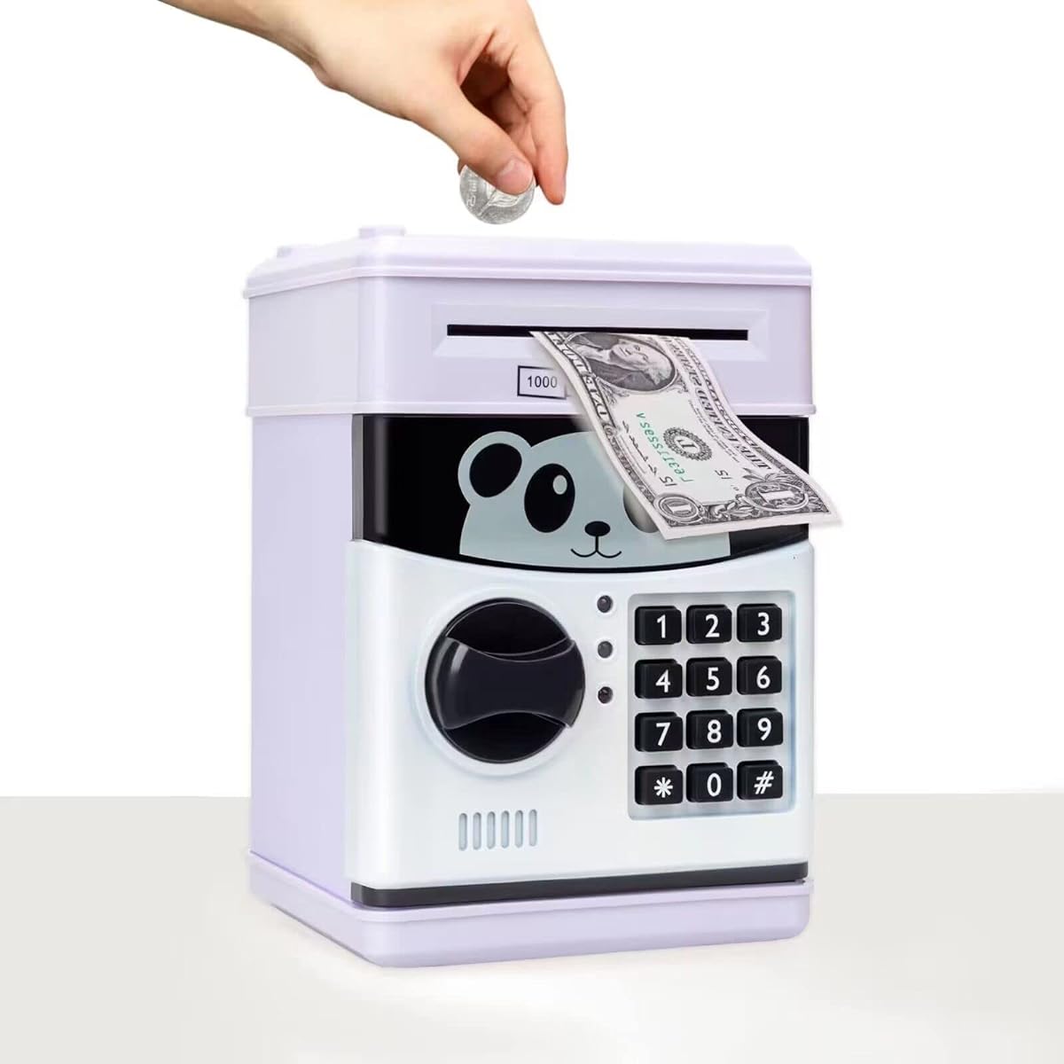 Large ATM Piggy Bank, Birthday Gifts for 4 5 6 7 8 9 10 Year Old Boys Girls, Electronic Real Money Coin Can ATM Machine, Plastic Piggy Bank Safe Lock Box, Kids Kawaii Cute Stuff Birthday Gifts.
