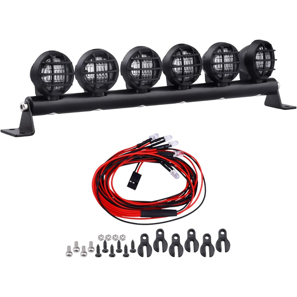 GoHobby 110mm 1/10 RC LED Light Bar Roof LED Lamp Kit 6 Lights LED TRX4 Traxxas Slash 4x4 2WD Stampede SCX10 & SCX10 II Redcat Gen7 Gen 8 Crawler Car Truck