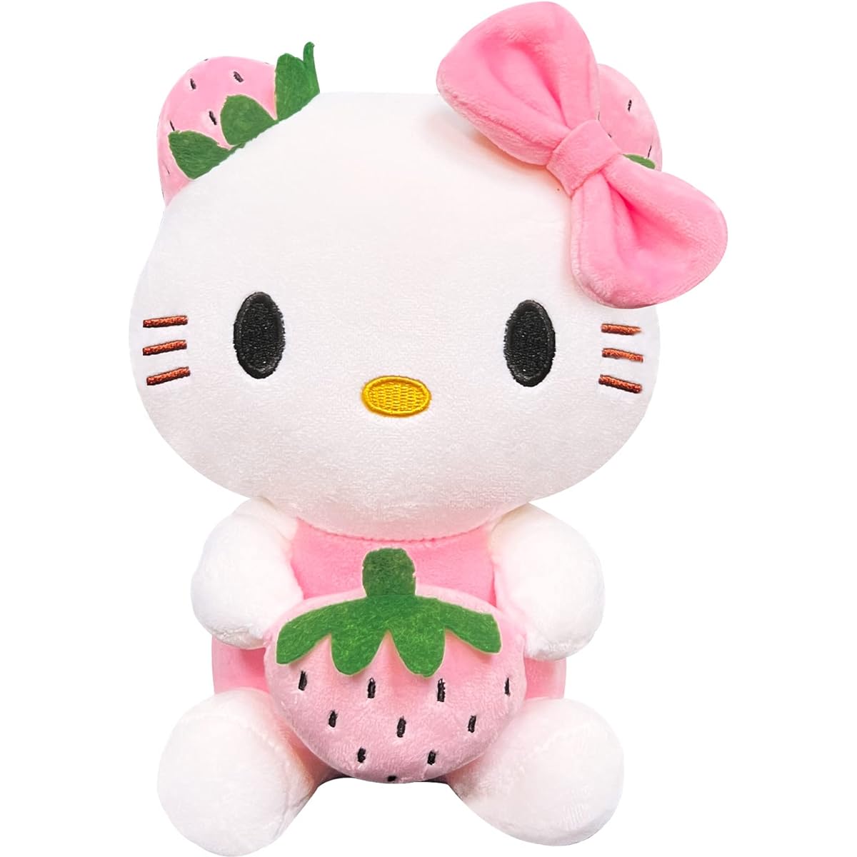 Kitty Plush Toy 8.6 Inch Kawaii Cartoon Strawberry Stuffed Animal Doll Cute Kitty Soft Plush Figure Toy Birthday Gift for Girls