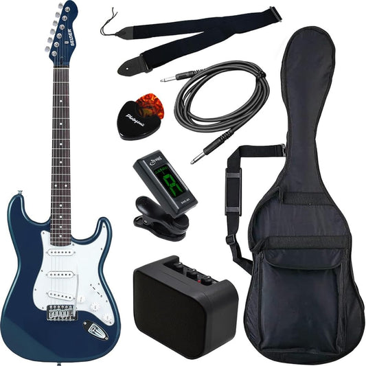 SELDER Electric Guitar Stratocaster Type Sakura Musical Instruments Original ST-16/MBL Beginner Basic Set