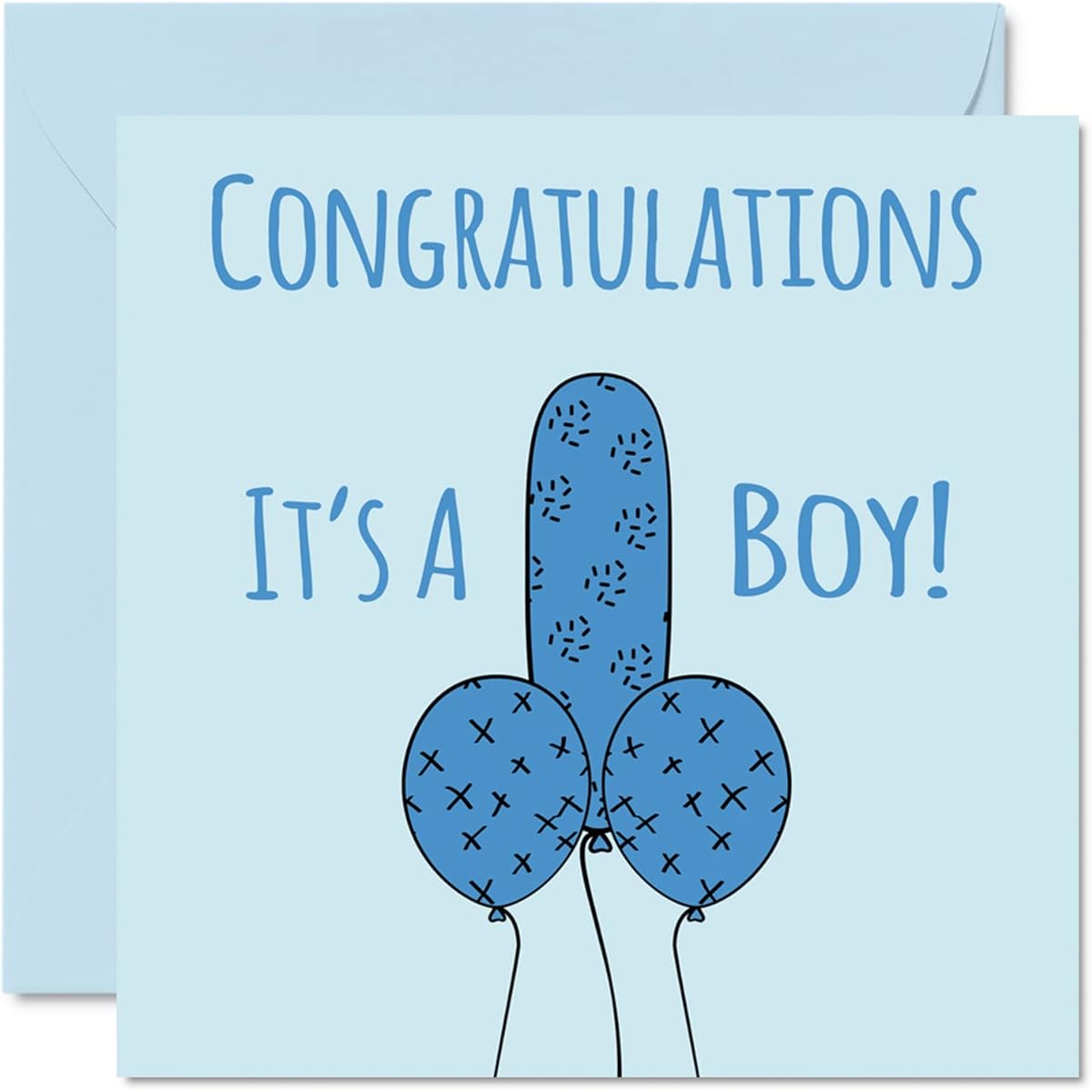 New Baby Boy Card - Congratulations It's a Boy! - Funny Rude Baby Cards for Newborn Well Done Congrats New Baby Card Welcome To The World, 5.7 x 5.7 Inch Joke Banter Baby Greeting Card for Parents