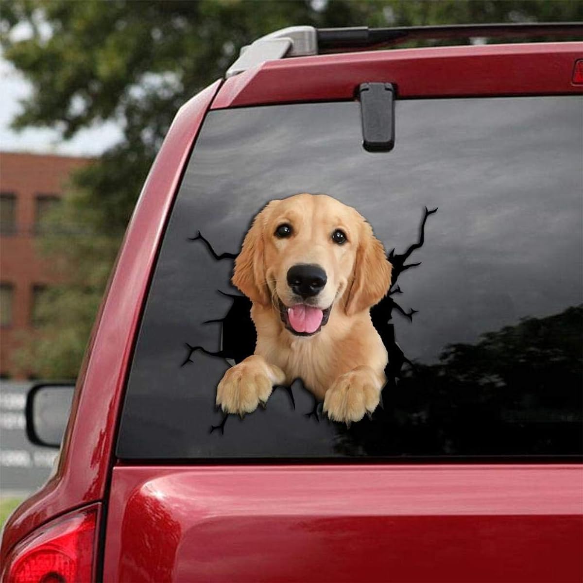 Ocean Gift Golden Retriever Car Decal Wall Decal Sticker Set of 2 Realistic Car Sticker Design Series 28 Sizes 12" x 12"