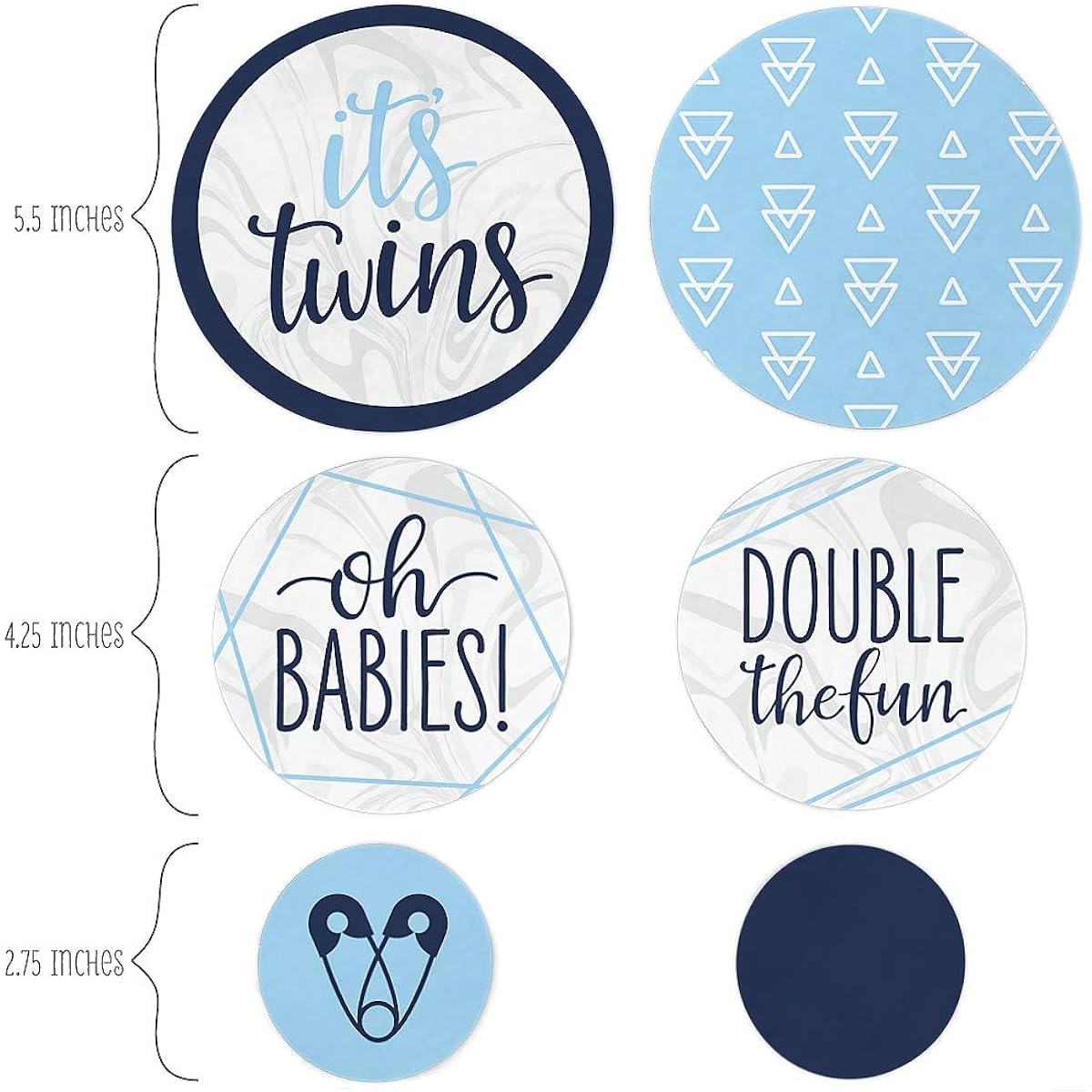 Big Dot of Happiness It's Twin Boys - Blue Twins Baby Shower Giant Circle Confetti - Party Decorations - 27 Large Confetti