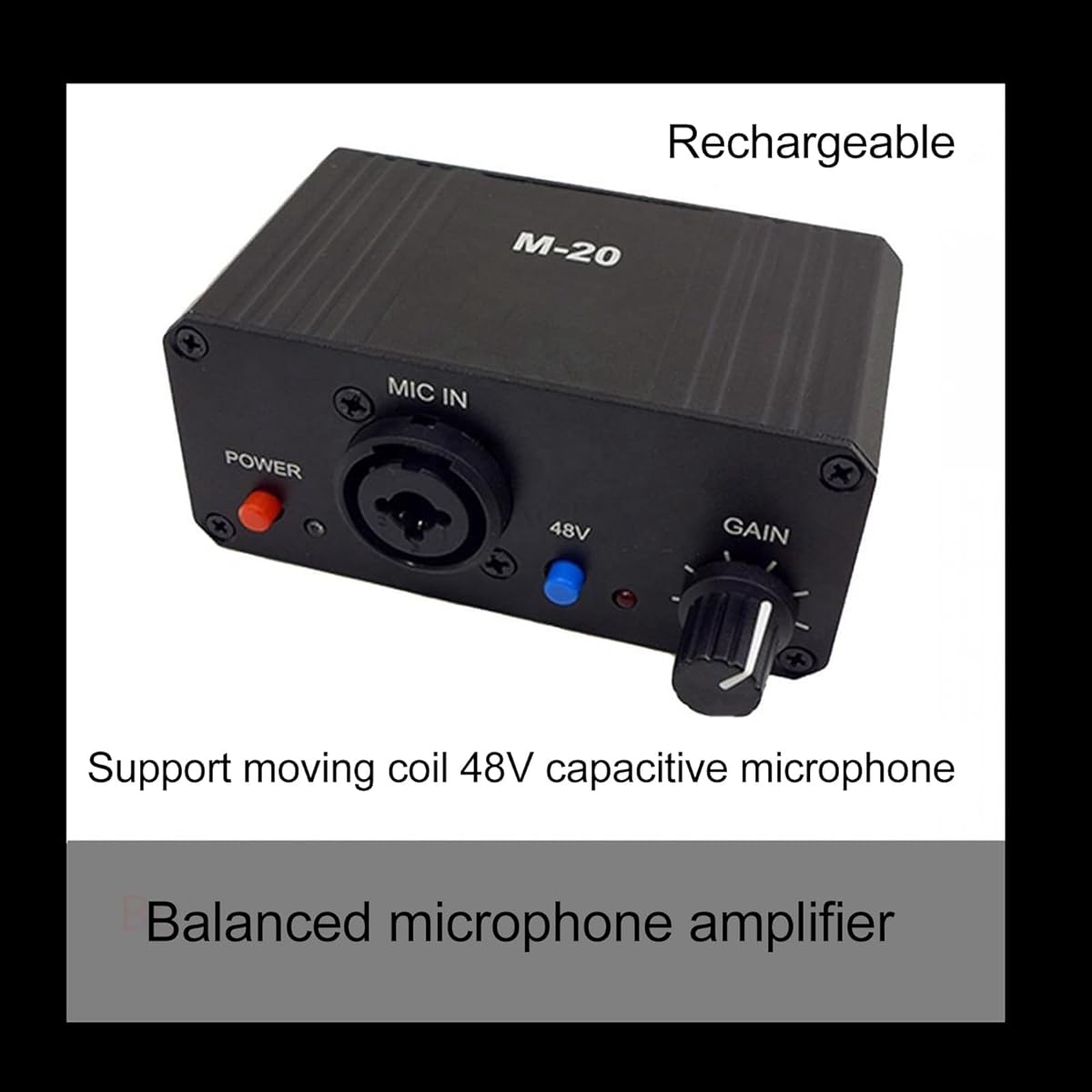 Mic Preamp High Gain 48V Power XLR Output Mic Preamp Mic Preamp for Dynamic Microphone and Condenser Microphone Booster