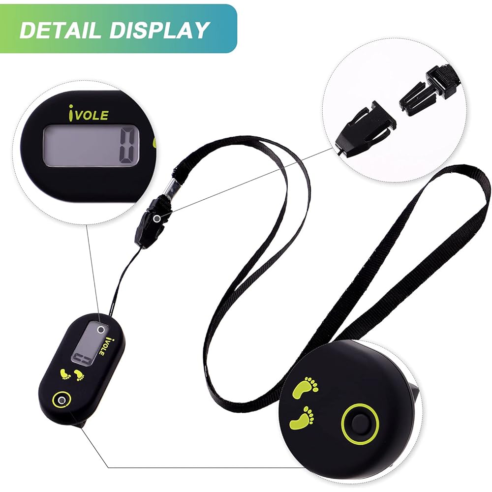 FAVOMOTO Pedometer, Manpo Meter, Mini Pedometer, Neck Hanging, Digital Pedometer, Electronic Pedometer, Walking Pedometer, Convenient, Exercise, Elderly, Unisex (Black)