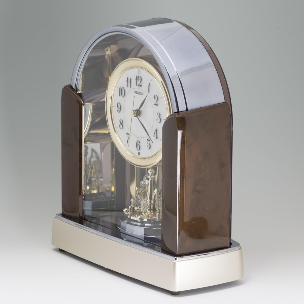 Seiko Clock Table Clock Standard Radio Clock Twin Pa Dark Brown Marble Pattern Glossy Finish BY238B SEIKO