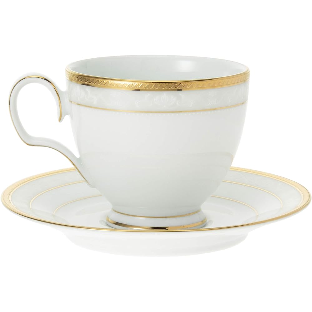 Noritake Cup & Saucer (Pair Set) (Coffee Tea) 250cc Hampshire Gold 2-Piece Fine Porcelain P91988/4335